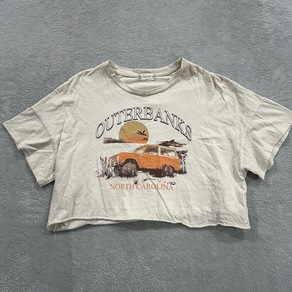 Altar'd State USA Crop Shirt Tee Women M Western Ocean Outbanks North Carolina